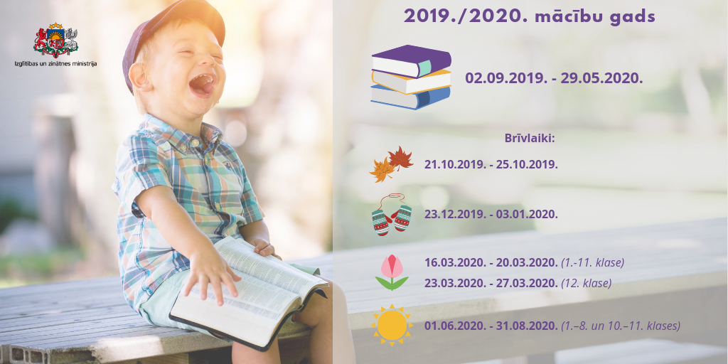 Noteikumi par 2019./2020. mācību gada un mācību semestru sākuma un beigu laiku