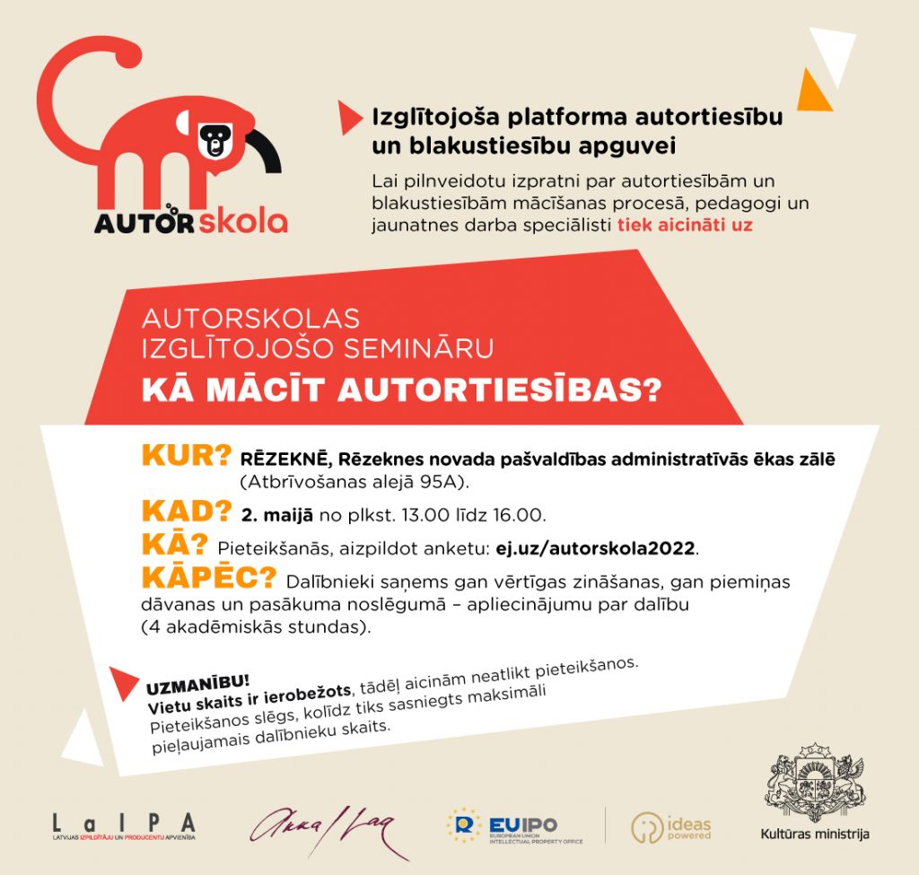 Autorskola – izglītojoša platforma autortiesību un blakustiesību apguvei
